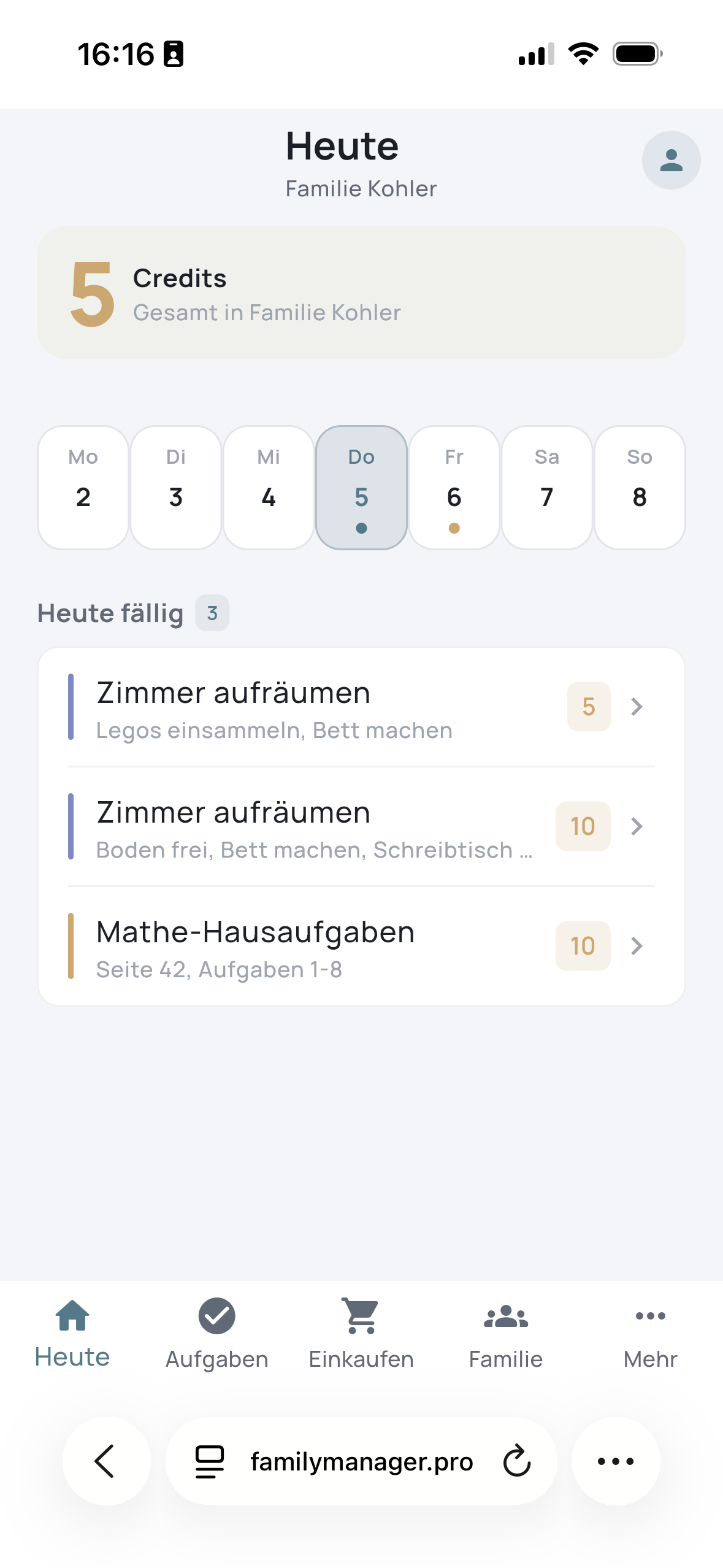 FamilyManager App Vorschau