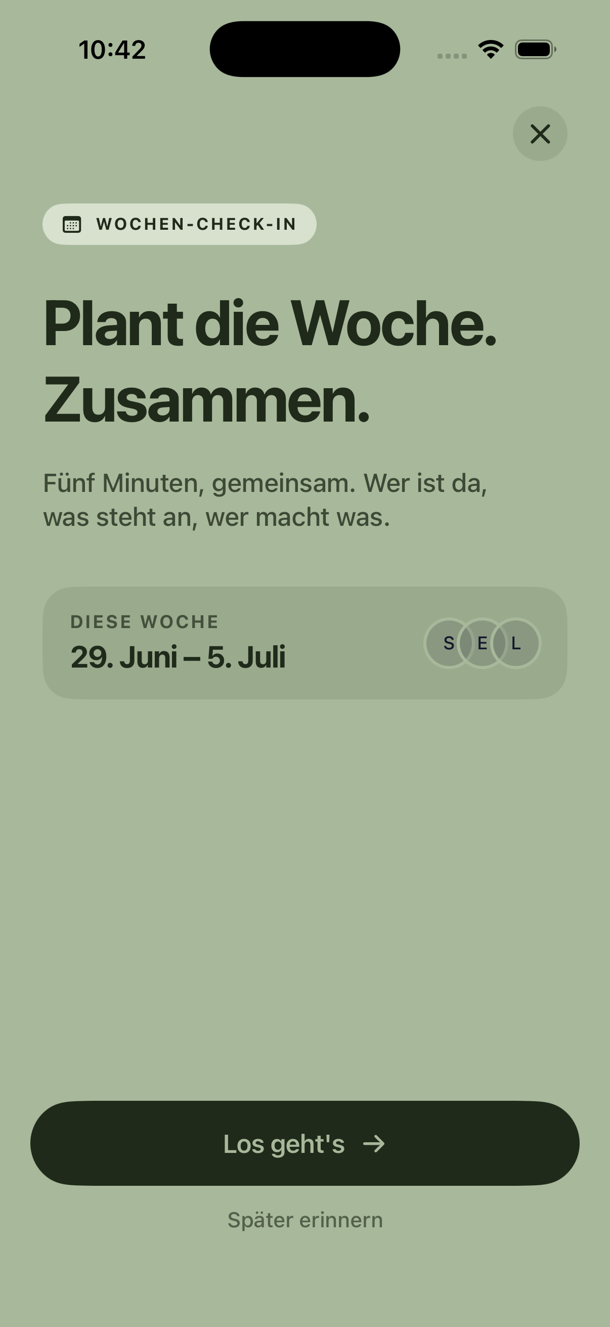 Wochen-Check-in: die Woche gemeinsam in fünf Minuten planen
